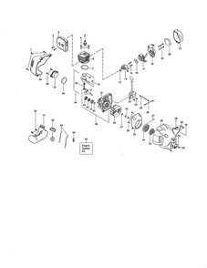 Cylinder/Crankcase/Fuel Tank Diagram and Parts List for TE 475 Type 2 Weed Eater Trimmer